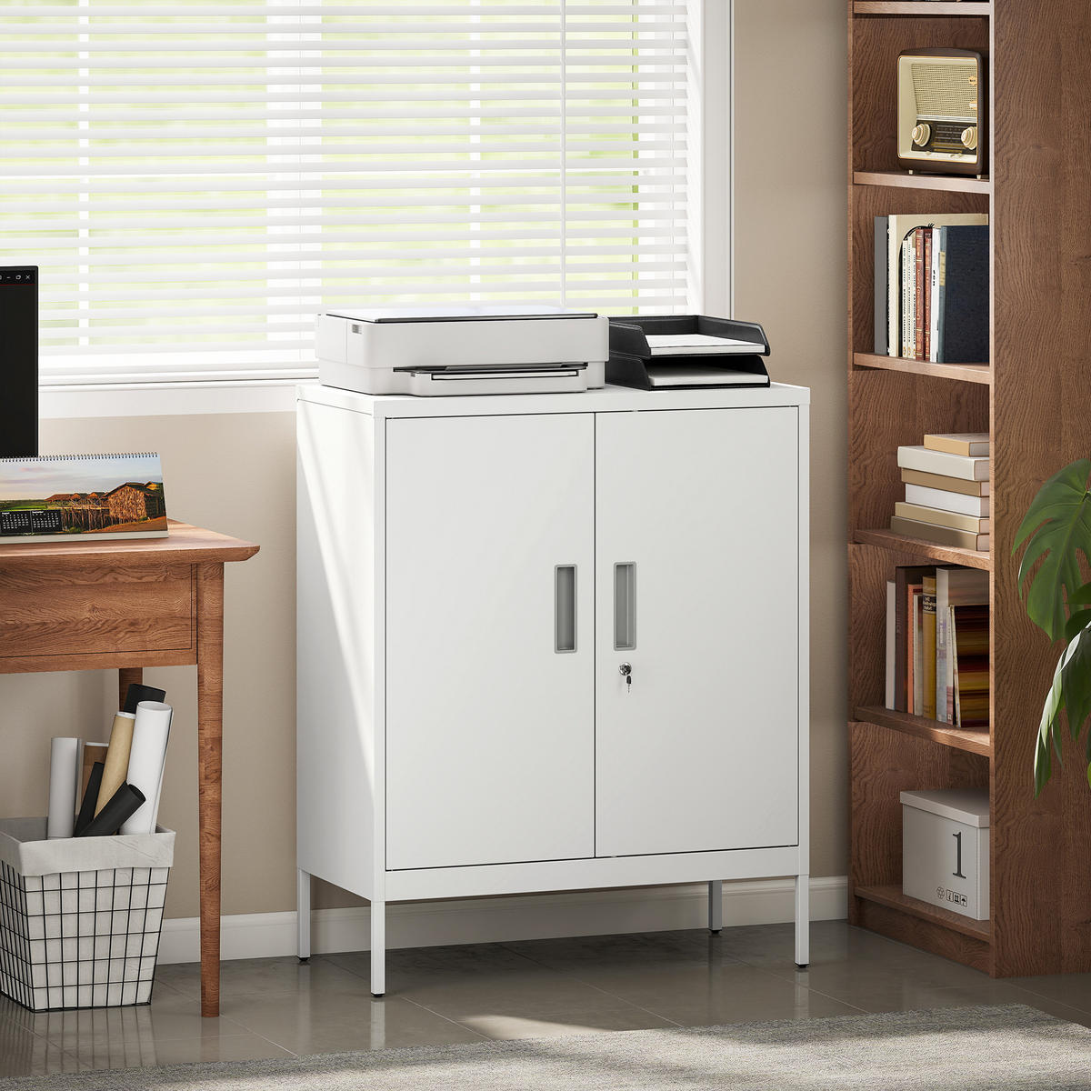 AKTENSCHRANK DE-09869 Weiß - Weiß, Metall (80/100/40cm) - ComfortXL