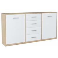 KOMMODE Bodo 2D4S Sonoma Eiche-Weiß 177/35/75 cm - Weiß/Sonoma Eiche, Holzwerkstoff (177/75/35cm)