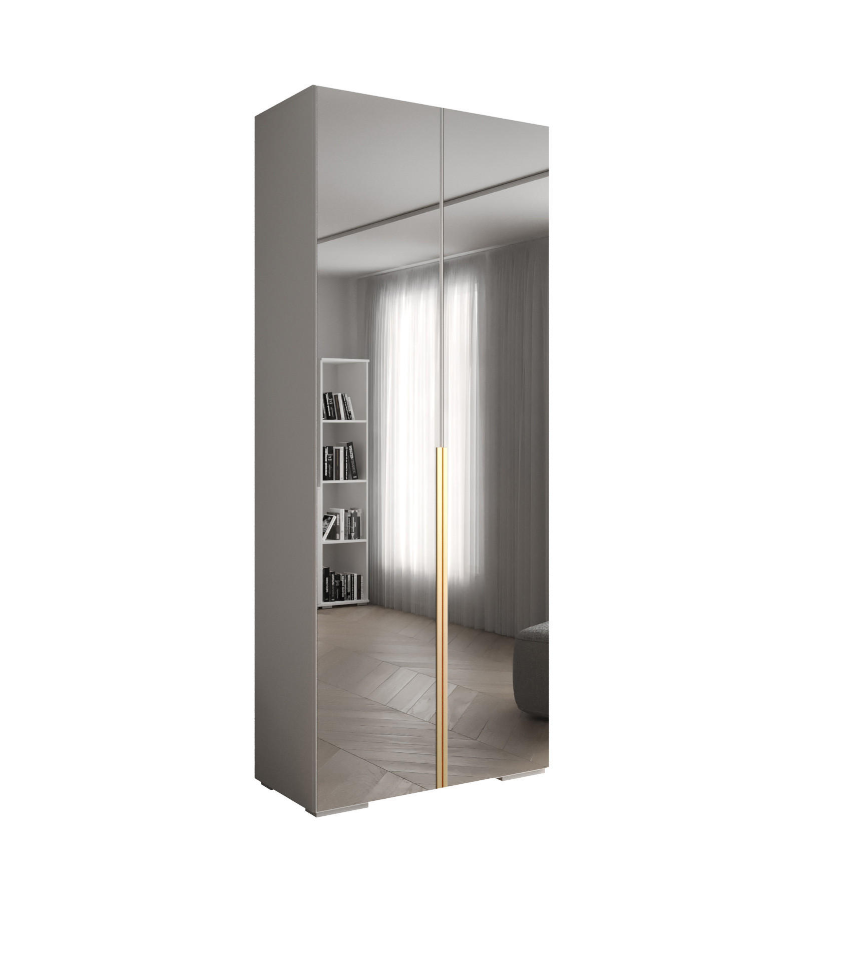 DREHTÜRENSCHRANK 236.7/100/47 2-türig - Goldfarben/Weiß, Holz/Metall (100/236.7/47cm) - Abiks Möbel