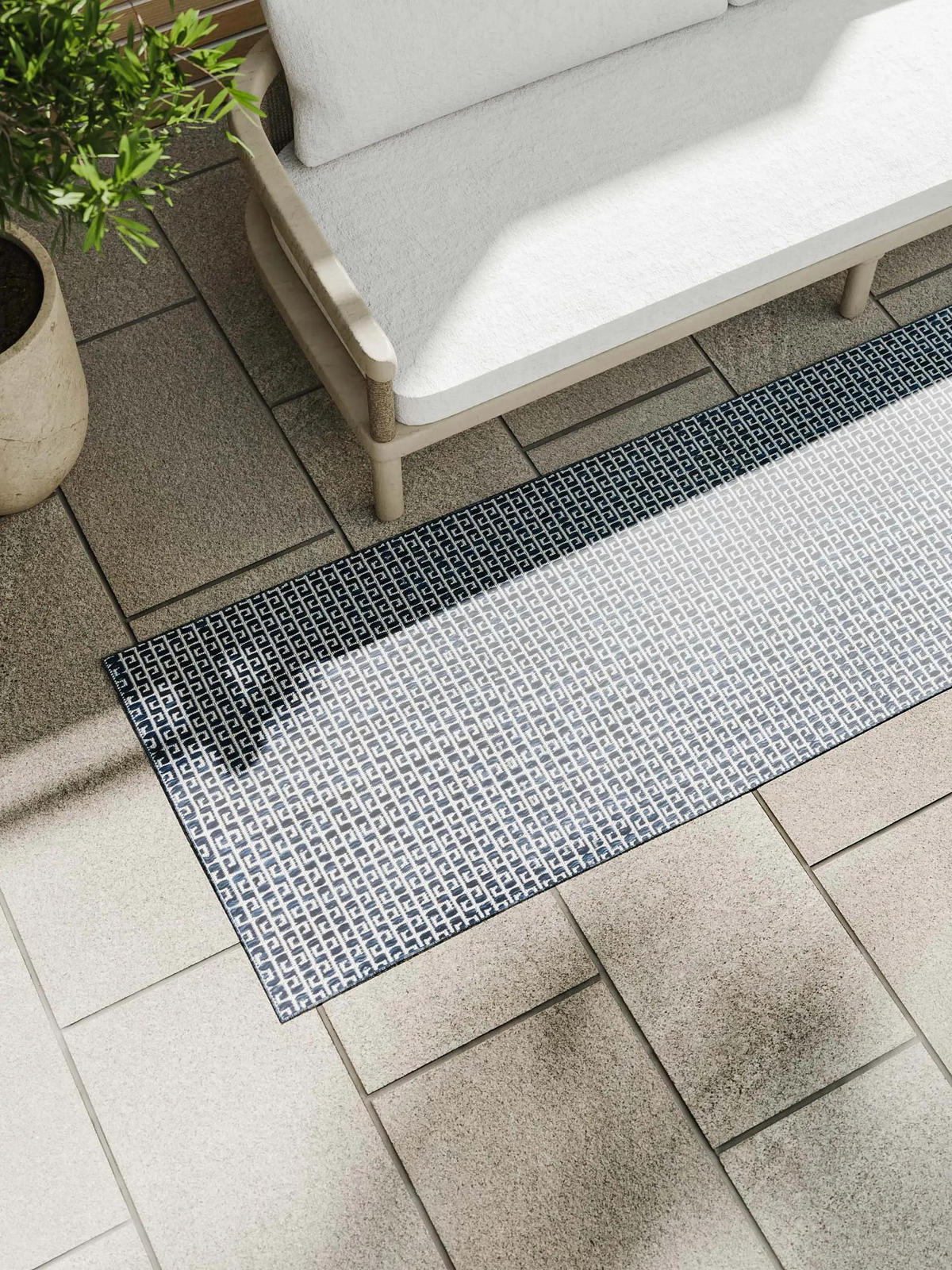 OUTDOORTEPPICH Lou Blau 70x200 cm - Blau, Kunststoff (70/200cm) - benuta