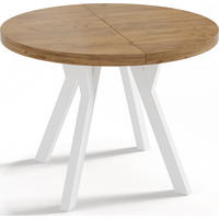 ESSTISCH Twixy runder ausziehbarer, Wotan Eiche 100-150/100/76 cm - Eiche Wotan/Weiß, Holz/Holzwerkstoff (100/100/76cm) - WFL GROUP