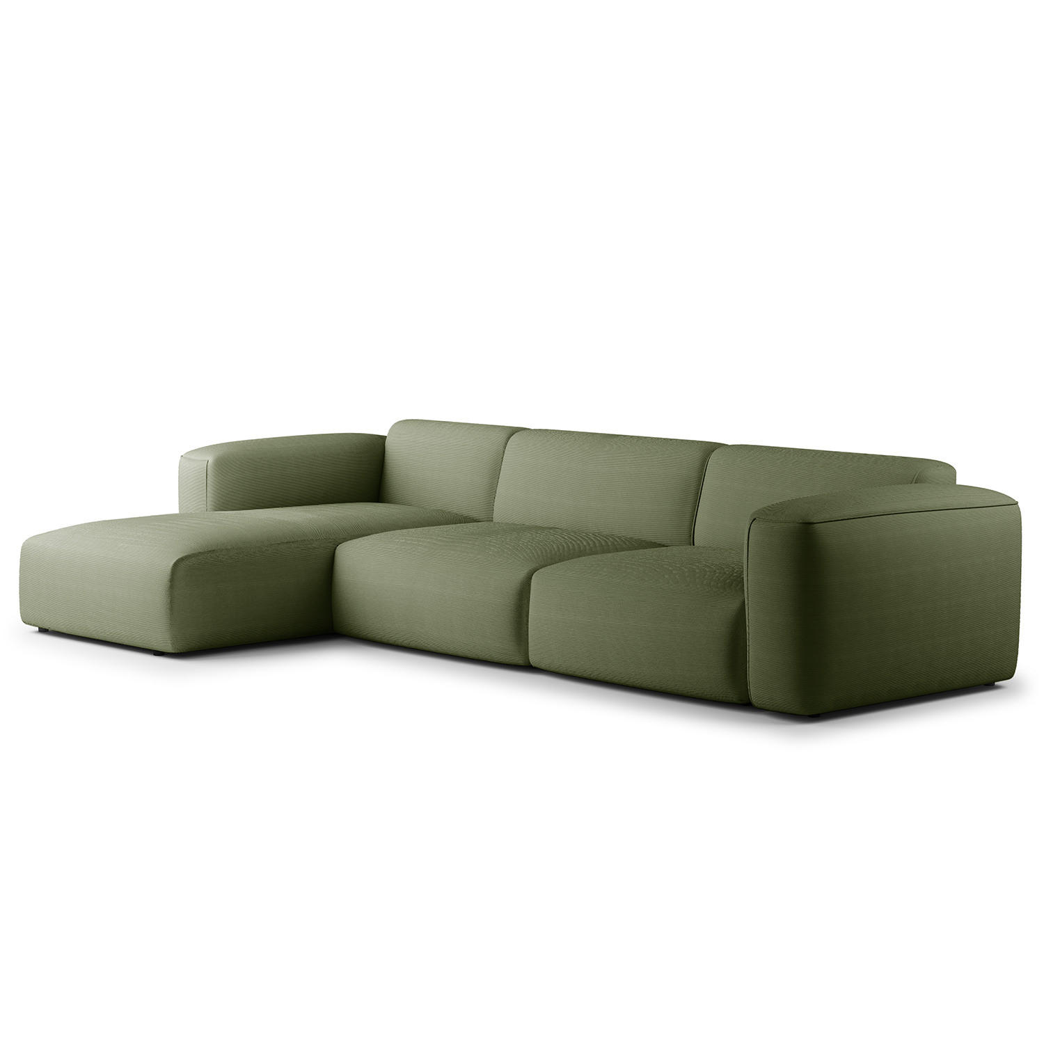 3-SITZER ECKSOFA mit Longchair - Dunkelgrün/Schwarz, Textil (317/173cm) - home24