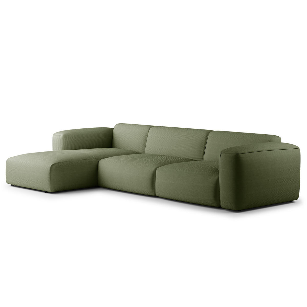 3-SITZER ECKSOFA mit Longchair - Dunkelgrün/Schwarz, Textil (317/173cm) - home24