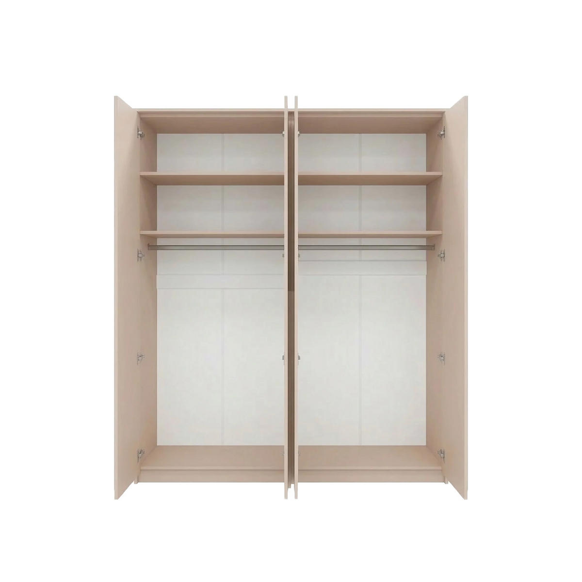 KLEIDERSCHRANK MIT SPIEGEL: Sandbeige / Griffe Silber, 205 x 65 x 217,2 cm - Sandfarben/Silberfarben, Holzwerkstoff (205/217.2/65cm) - 3XE LIVING