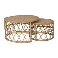 2ER-SET Couchtisch - Rattan - Naturfarben - RONITA - Naturfarben, Naturmaterialien (80/80/45cm) - Vente-Unique