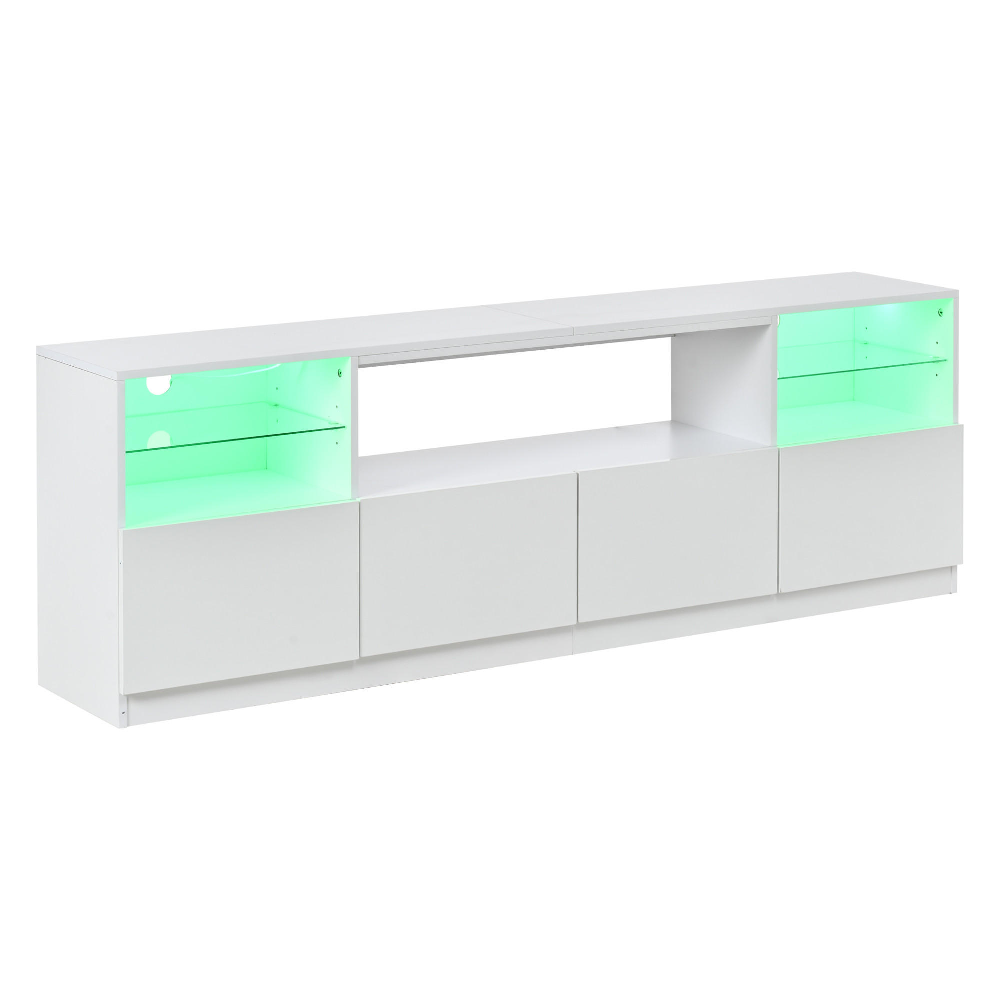 TV-ELEMENT180X35X60CM Weiß Hochglanz mit LED-Beleuchtung für 75-Zoll-TV - Weiß, Holz (46.99/22.5/72.01cm) - Raelunyi