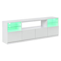 TV-ELEMENT180X35X60CM Weiß Hochglanz mit LED-Beleuchtung für 75-Zoll-TV - Weiß, Holz (46.99/22.5/72.01cm) - Raelunyi