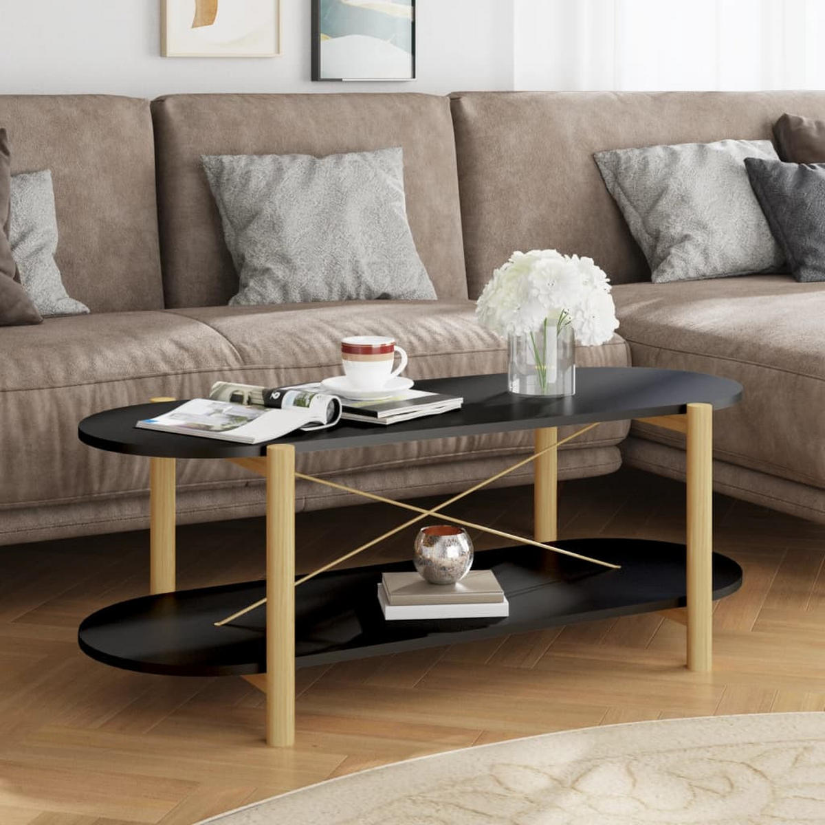 COUCHTISCH Schwarz 110x48x40 cm Holzwerkstoff - Schwarz, Holzwerkstoff (110/48/40cm) - furnicato