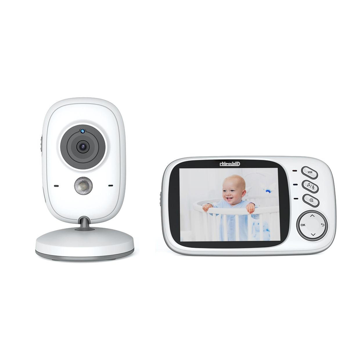 BABYPHONE Polaris+ Kamera 3,2" weiß IPS LCD Display Temperatursensor Alarm - Weiß, Kunststoff - Chipolino