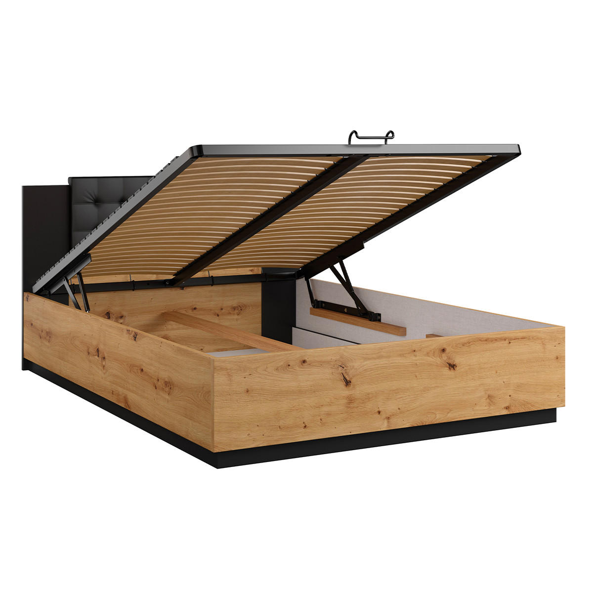 BOXSPRING POSTEL 140/200 Alec Dřevo a černá - černá, kompozitní dřevo (140/200cm) - Petits-meubles