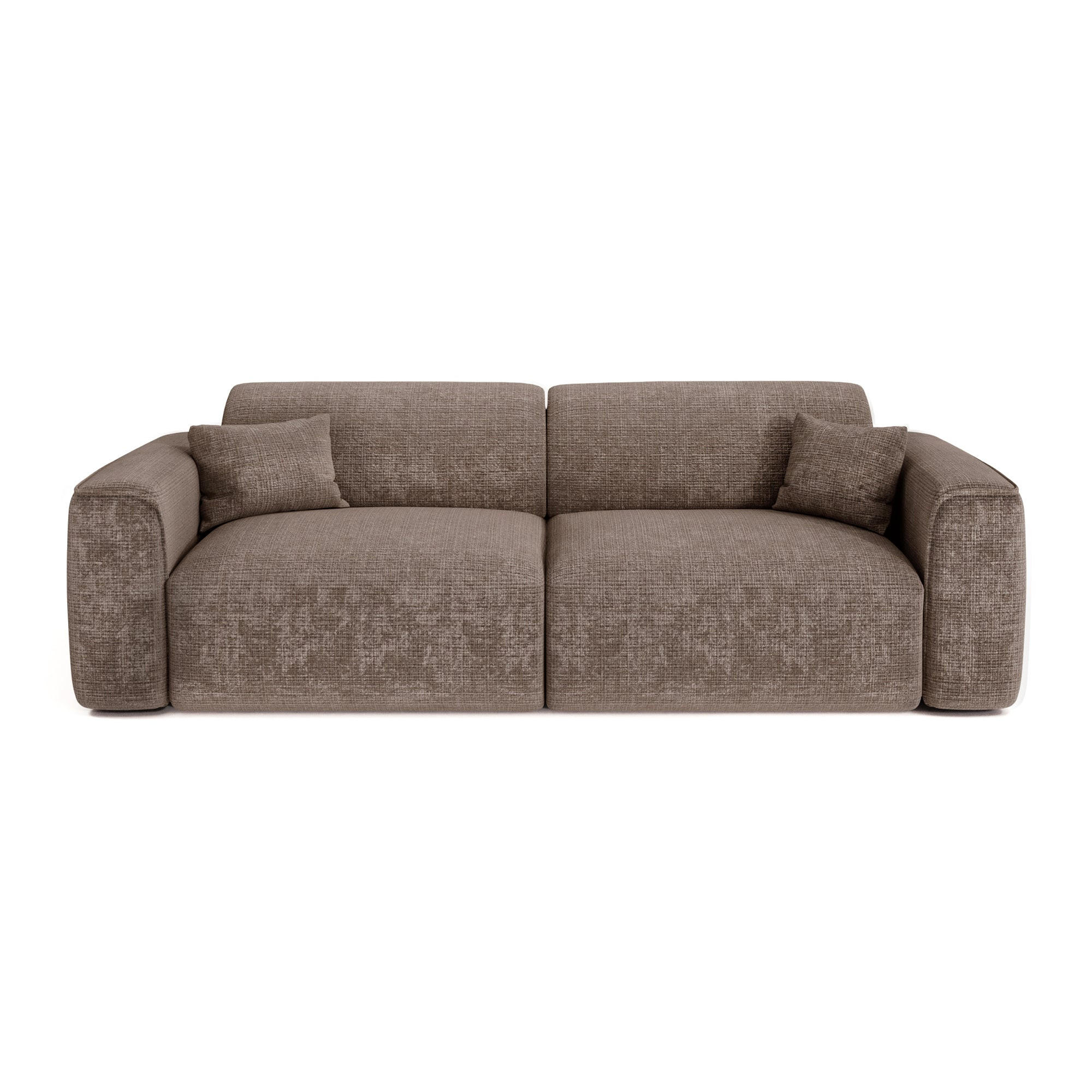 SCHLAFSOFA GERADE Geprägter Samt Taupe 240cm - Taupe, Textil (240/73/97cm) - Sia Home