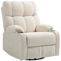 RELAXSESSEL Drehbar Fernsehsessel mit Liegefunktion, Schaukelfunktion Beige - Beige/Schwarz, Textil/Metall (96/108/88cm) - HOMCOM