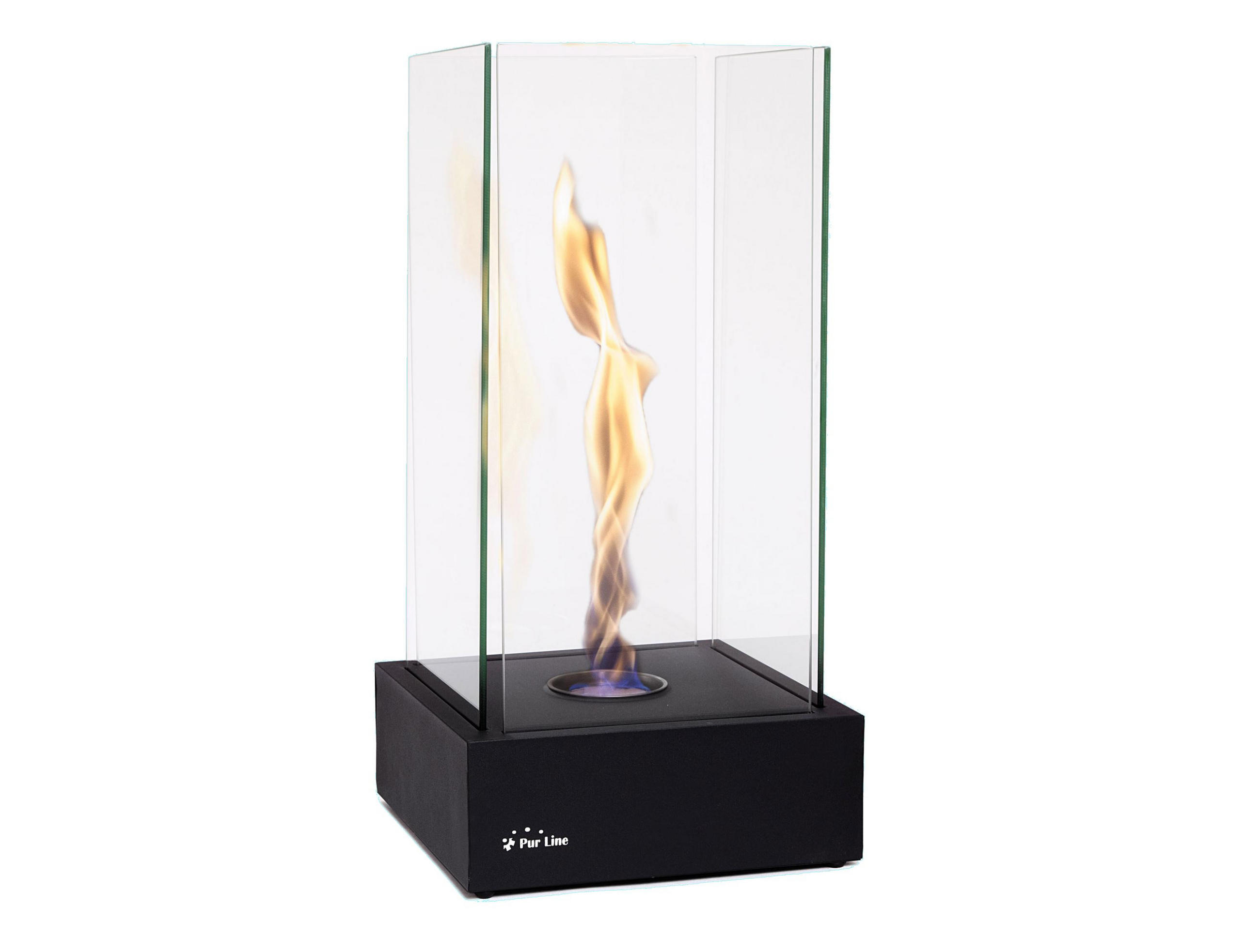 BIOETHANOL-KAMIN Schwarz Tischmodell inklusive 0.28 L Brennblock - Schwarz, Glas (28/56/28cm) - Purline