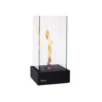 BIOETHANOL-KAMIN Schwarz Tischmodell inklusive 0.28 L Brennblock - Schwarz, Glas (28/56/28cm) - Purline