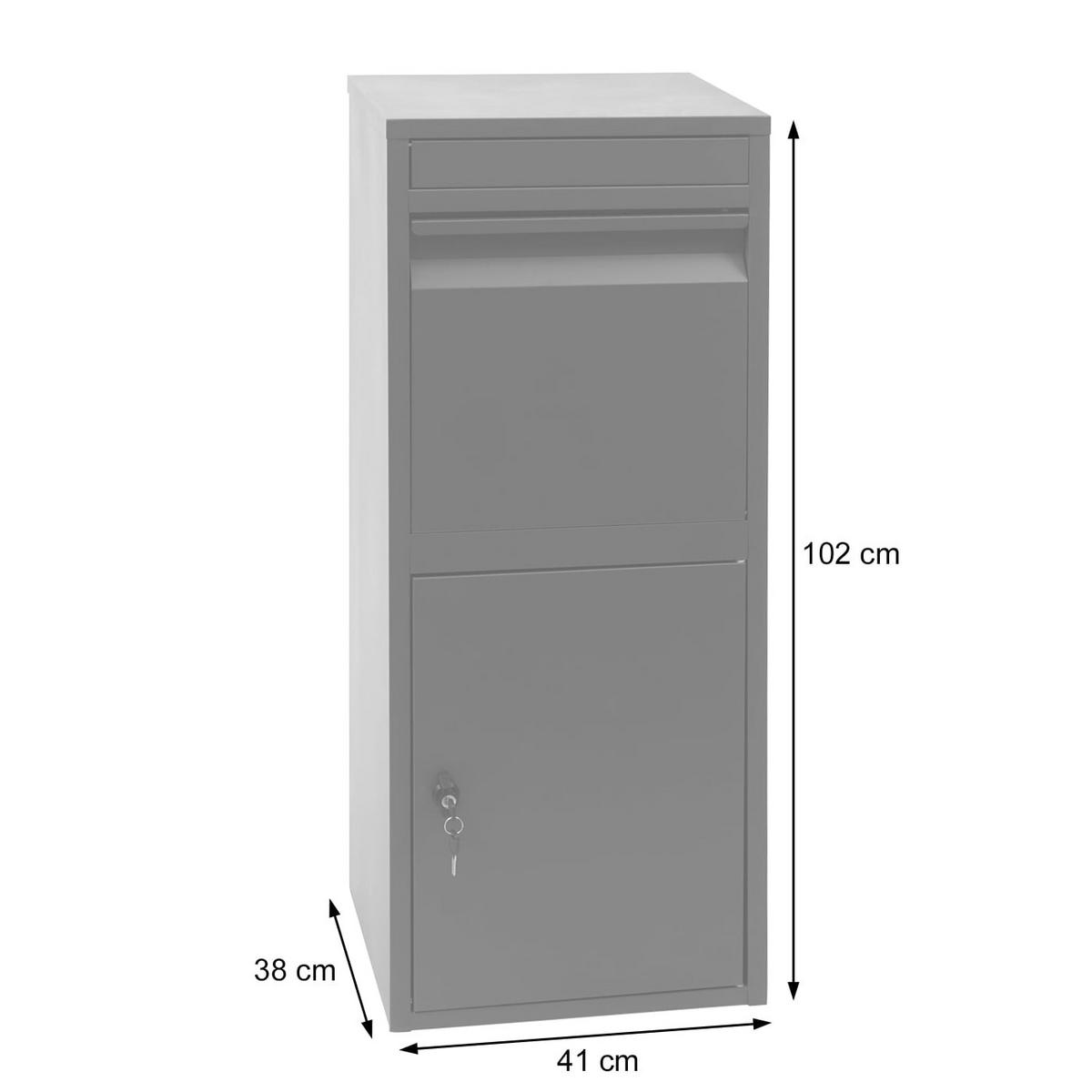 PAKETKASTEN GRÖßE L rechteckig Anthrazit, Braun - Anthrazit/Braun, Metall (41/102/38cm) - MCW