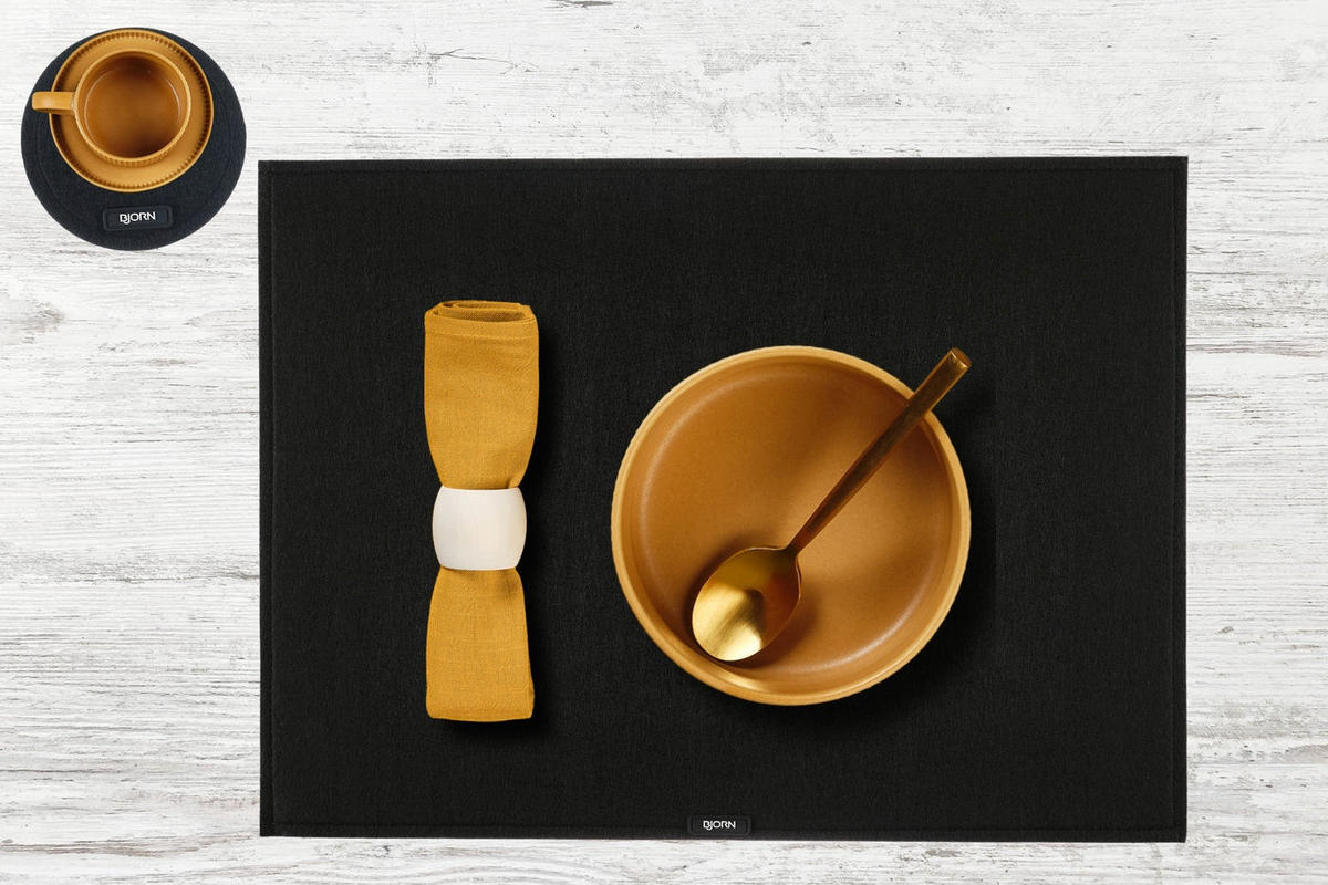 TISCHSET - 6er-Set - Recycelter Filz in Schwarz - Schwarz, Textil (33/45cm) - Björn