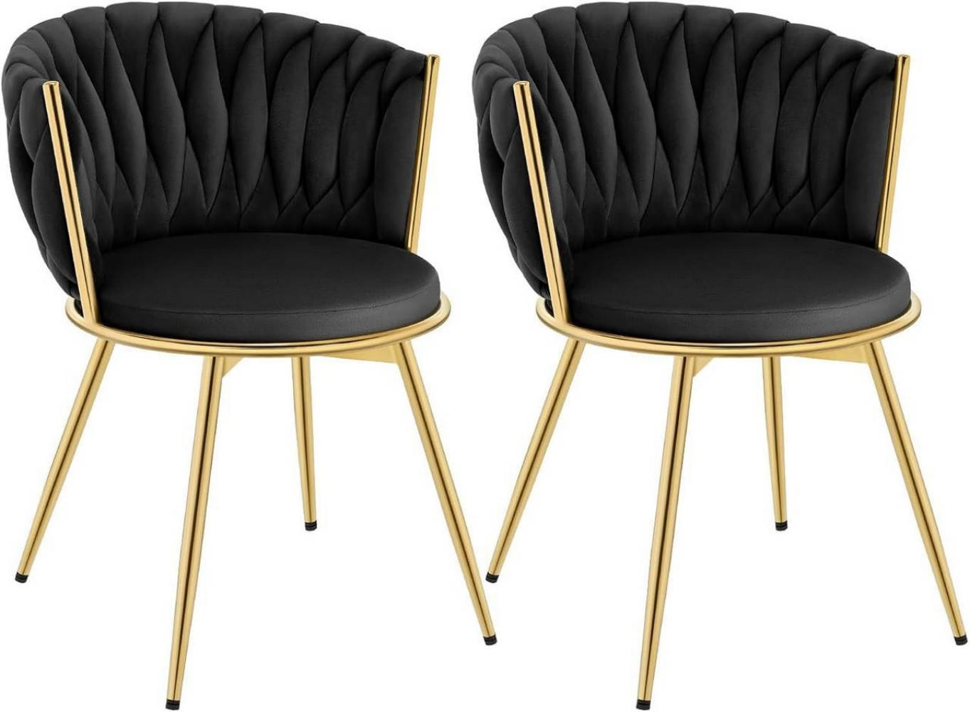 ESSZIMMERSTUHL 2er Set, drehbar, Samt, Schwarz - Goldfarben/Schwarz, Textil/Metall (60.5/78/59.5cm) - Woltu