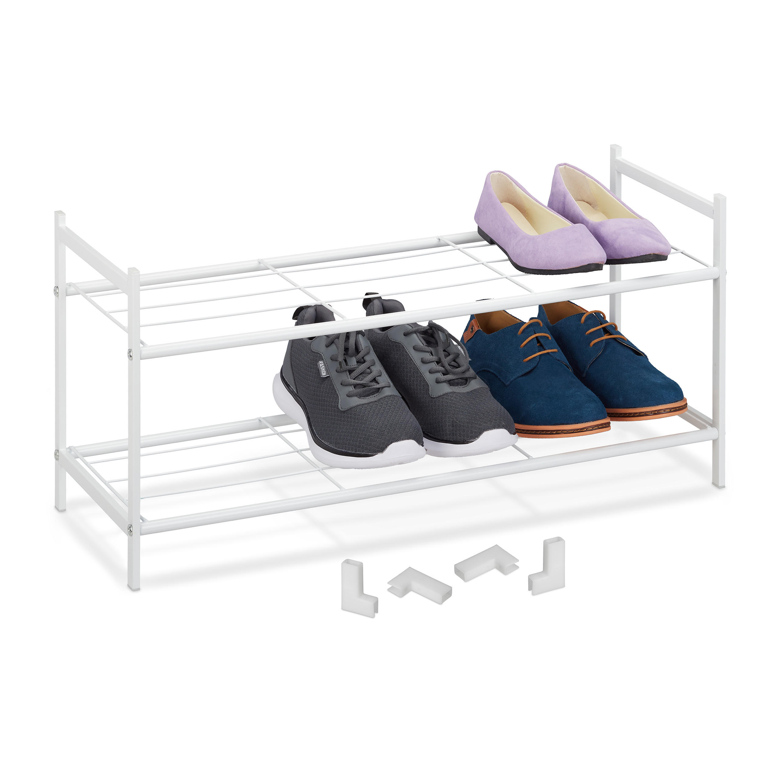 SCHUHREGAL - Weiß, Kunststoff/Metall (70/33.5/26cm) - Relaxdays