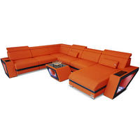 WOHNLANDSCHAFT Catania Orange Schwarz Mikrofaserstoff - Orange, Kunststoff (349/89/264cm)
