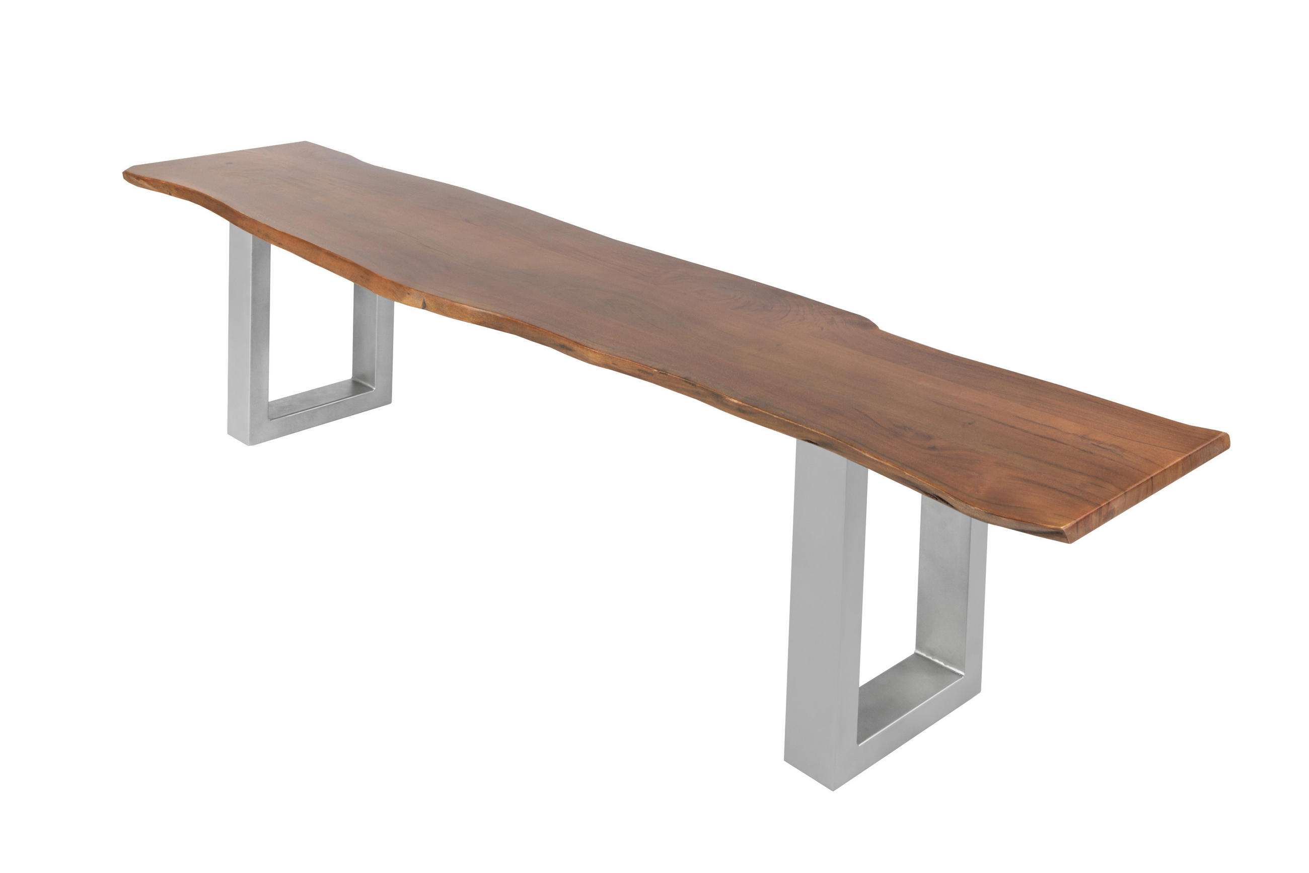 SITZBANK NOAH - Silberfarben/Braun, Holz/Metall (200/47/42cm) - SAM