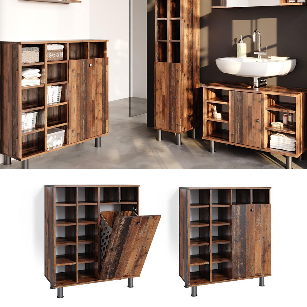 BADSCHRANK Fynn Eiche rustikal 78.4 x 91.6 cm - Wildeiche, Holzwerkstoff (78.4/91.6/34cm) - Vicco