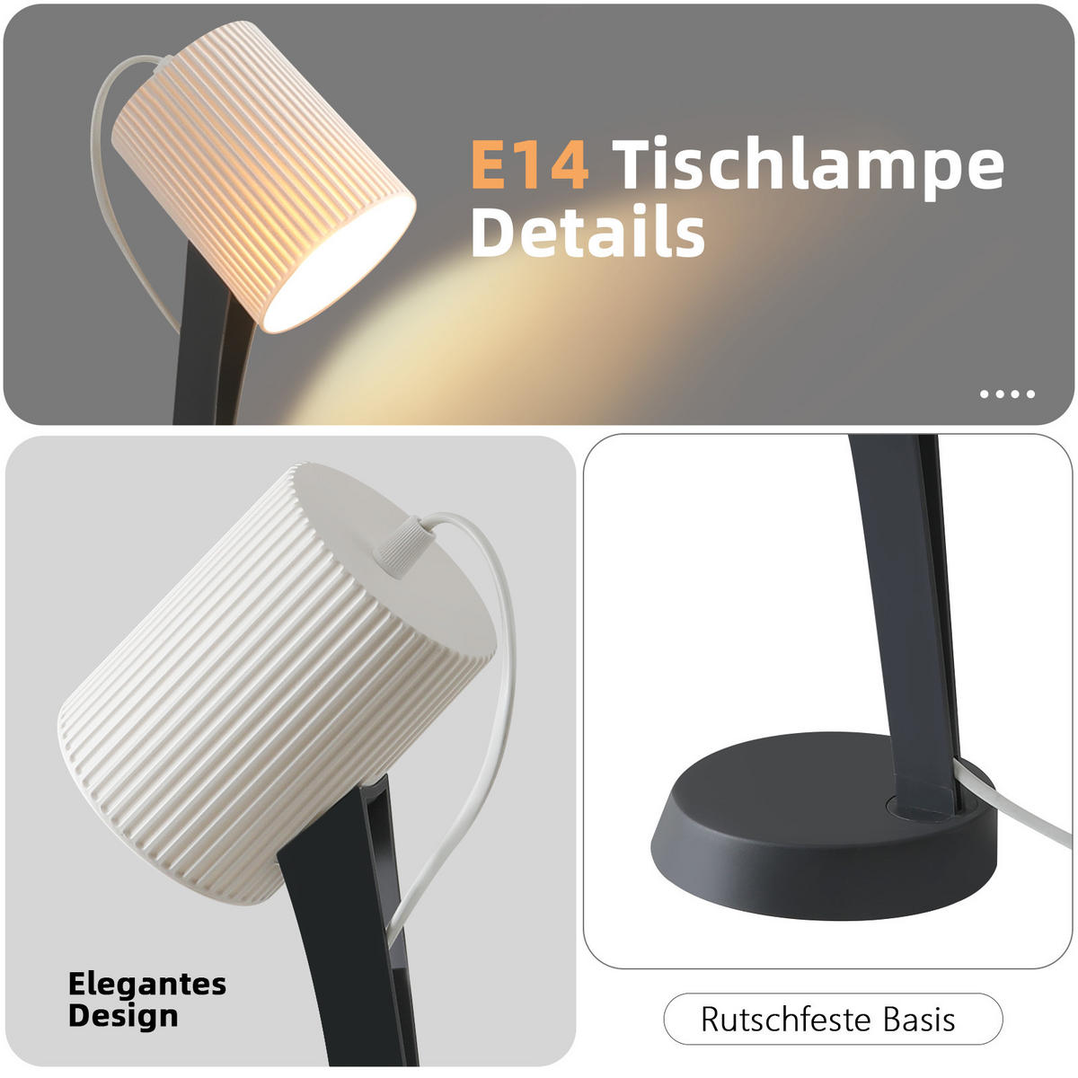 TISCHLEUCHTE Nauman (2er-Set) - Grau, Kunststoff (37.4/14/19.5cm) - Nettlife