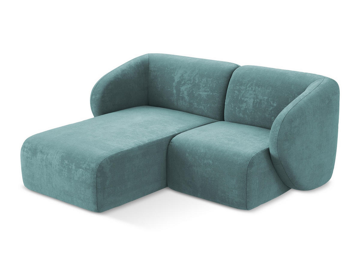 ECKSOFA Links Chenille Stoff Blau - Blaugrau/Schwarz, Holzwerkstoff/Kunststoff (178/166cm) - Makamii