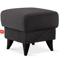 HOCKER GUSTAVO III Fußstütze, Velours, Graphitfarben - Graphitfarben, Holz/Holzwerkstoff (53/49/53cm) - KONSIMO®