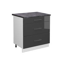 KÜCHENUNTERSCHRANK Fame-Line Anthrazit Hochglanz 80 cm AP Anthrazit - Anthrazit/Weiß, Holzwerkstoff (80/82/60cm) - Vicco