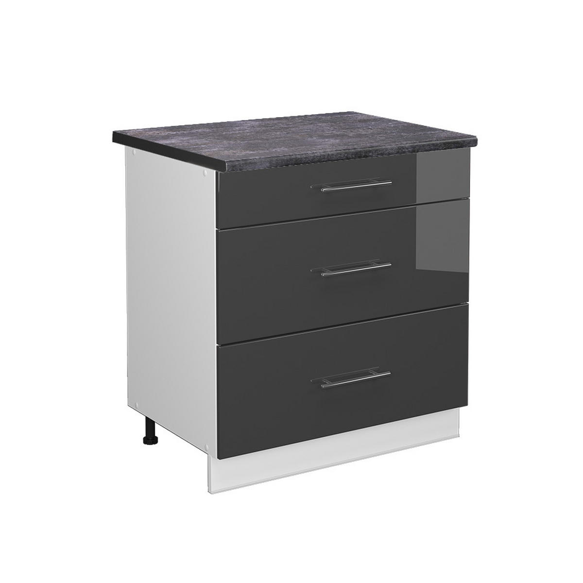KÜCHENUNTERSCHRANK Fame-Line Anthrazit Hochglanz 80 cm AP Anthrazit - Anthrazit/Weiß, Holzwerkstoff (80/82/60cm) - Vicco