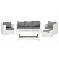LOUNGE-SET 6-Sitzer weiß Roma - Weiß, Kunststoff - Beliani