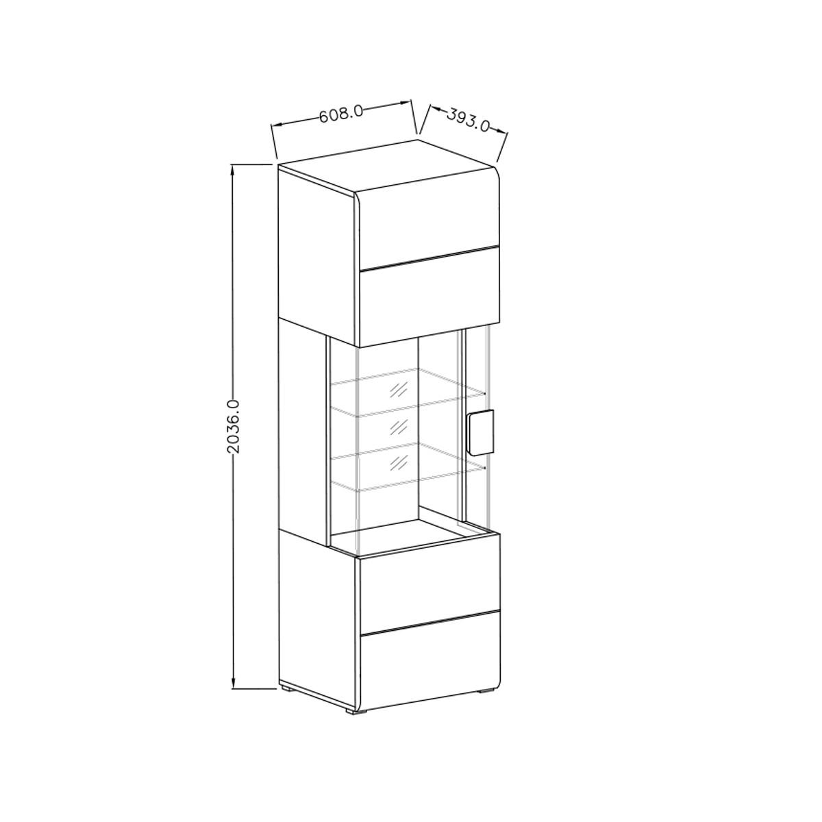VITRINE Jules Grau und Holz - Grau, Holzwerkstoff (61/204/39cm) - Petits-meubles