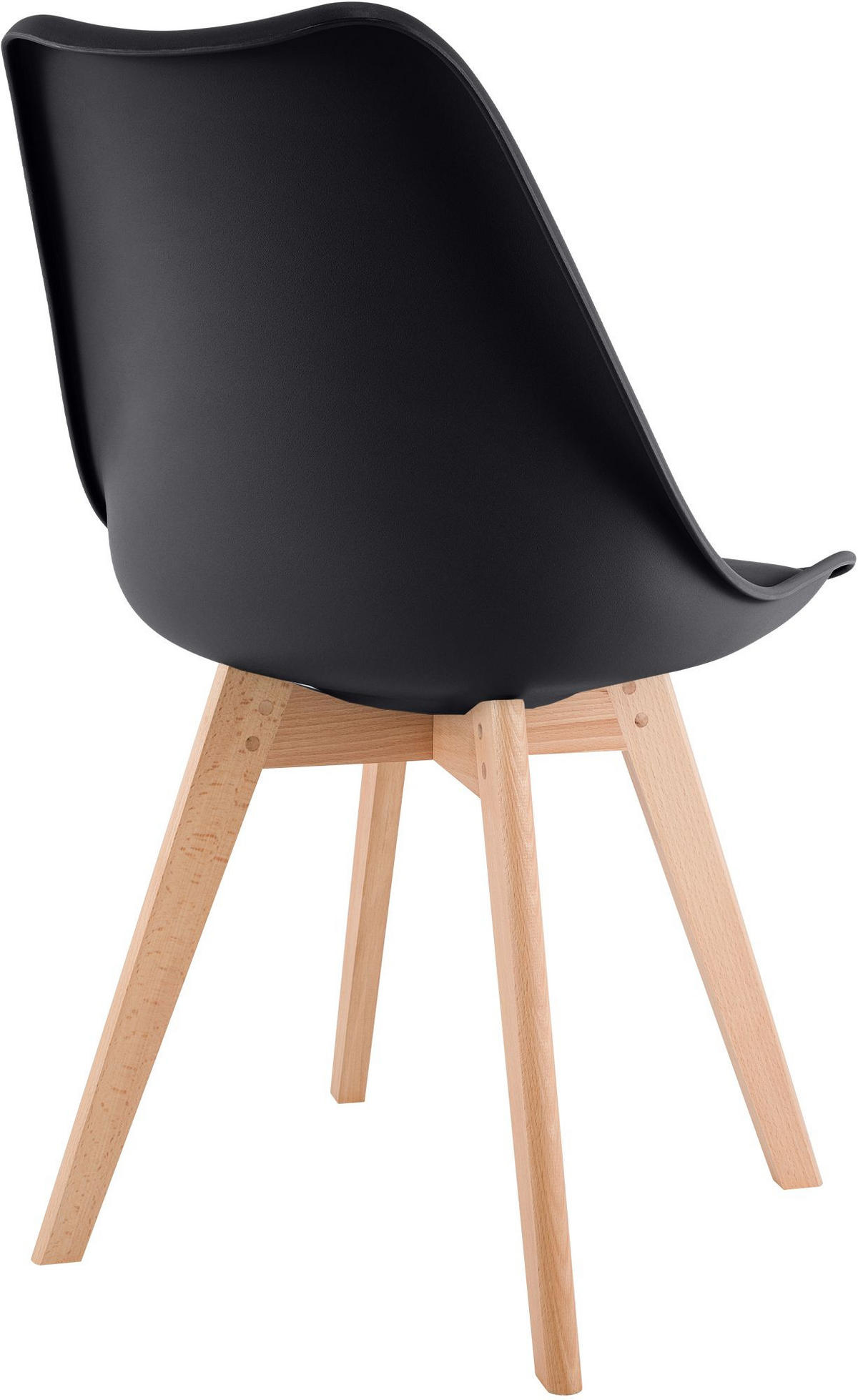 STUHL Kunststoff Schwarz - Eukalyptusholzfarben/Schwarz, Holz/Kunststoff (49/83/50cm) - CLP