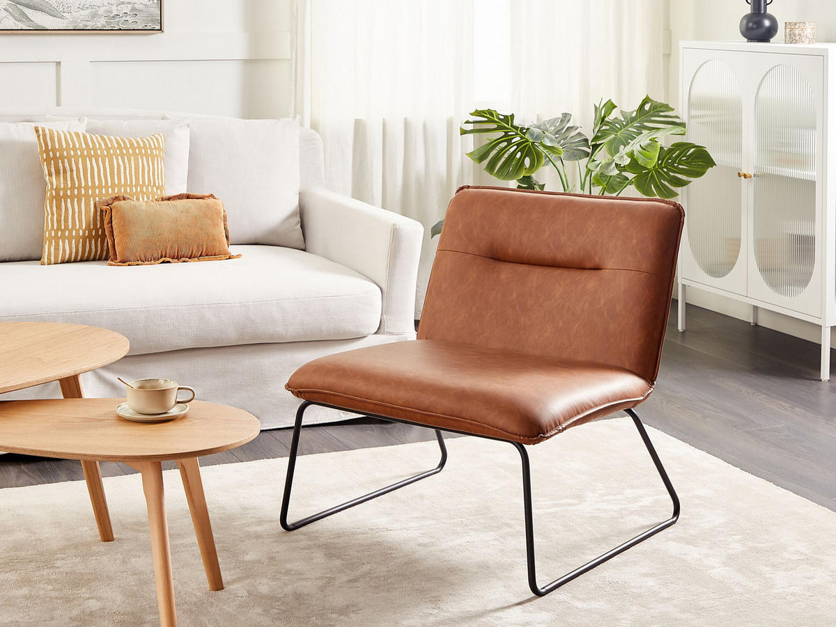 SESSEL Kunstleder Braun Cotulla - Braun, Textil/Metall (72/78/77cm) - Beliani