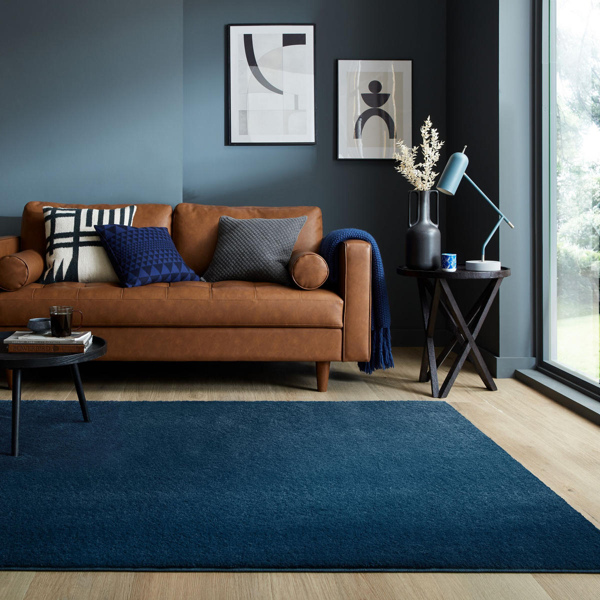 TEPPICH samtweich Uni-Muster 100% recycelt umweltfreundlich TUMMEL, Blau 160x230 cm - Blau, Textil (160/230cm) - KADIMA DESIGN