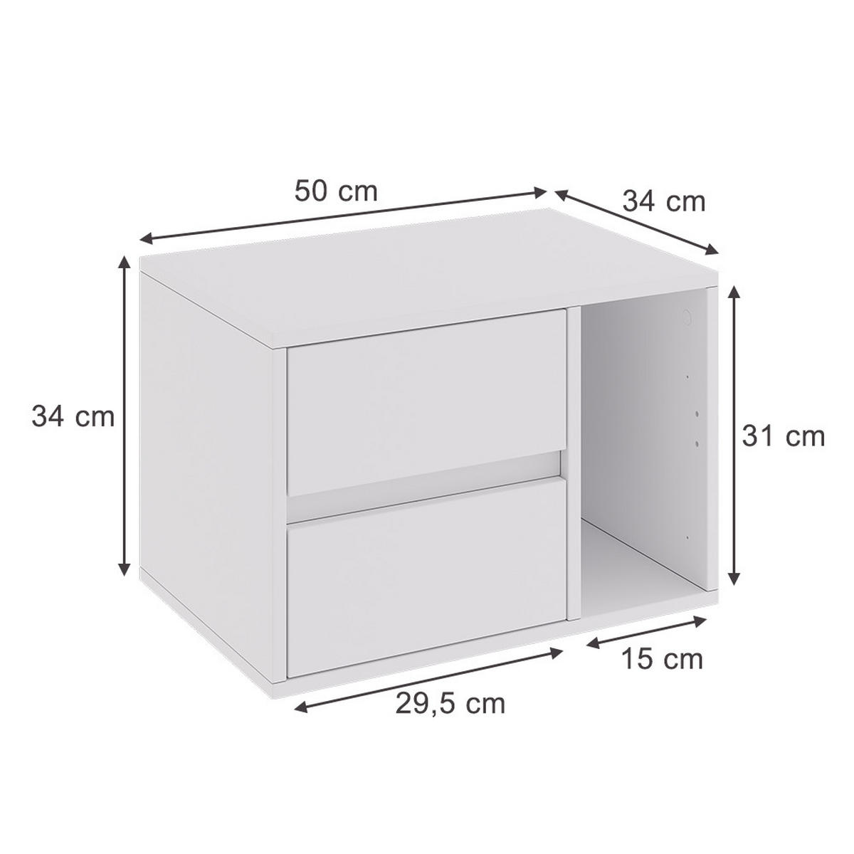 NACHTTISCH Vimogo Weiß 50 x 34 cm mit 2 Schubladen - Weiß, Holzwerkstoff (50/34/34cm) - Vicco