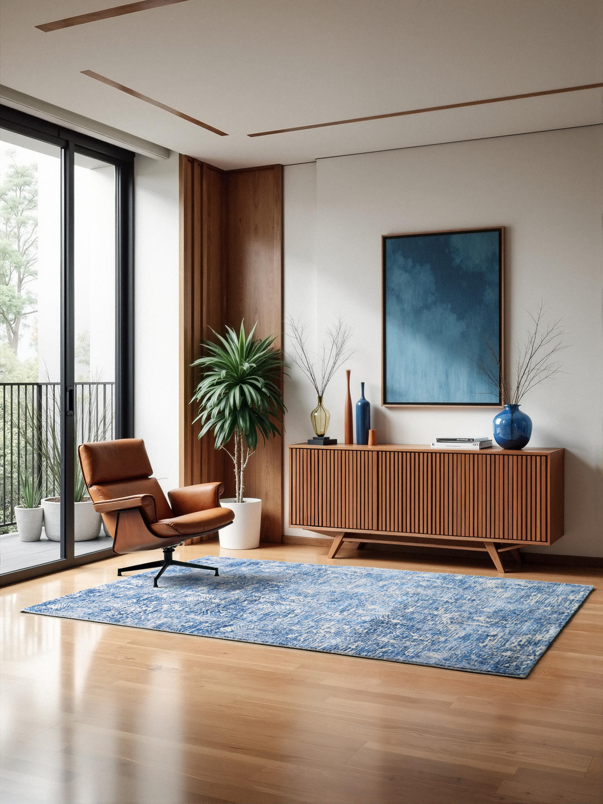 TEPPICH Blau Modern Geometrisch - Rechteckig Abstrakt - 200 x 300 cm - Blau/Creme, Textil (200/300cm) - Mazovia