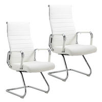 BESUCHERSTUHL OFFICE COMFORT 2er Set Kunstleder Weiß - Silberfarben/Weiß, Textil/Metall (56.5/110/64cm) - SVITA