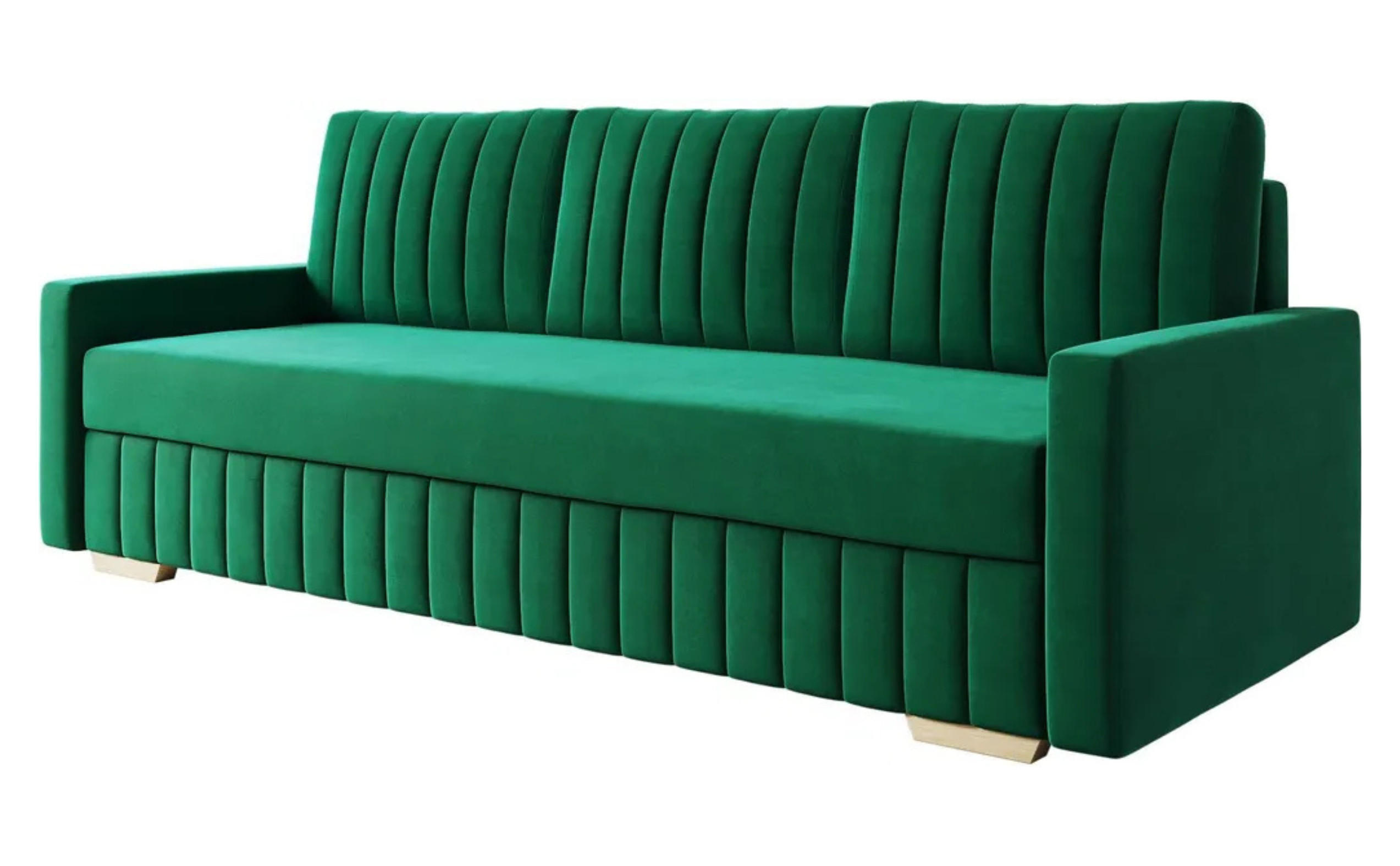 SCHLAFSOFA BELLA Sofa mit Schlaffunktion und Bettkasten, Frabe: Grün, Veloursstoff - Grün, Textil (217/92/52cm) - Sepro Meble