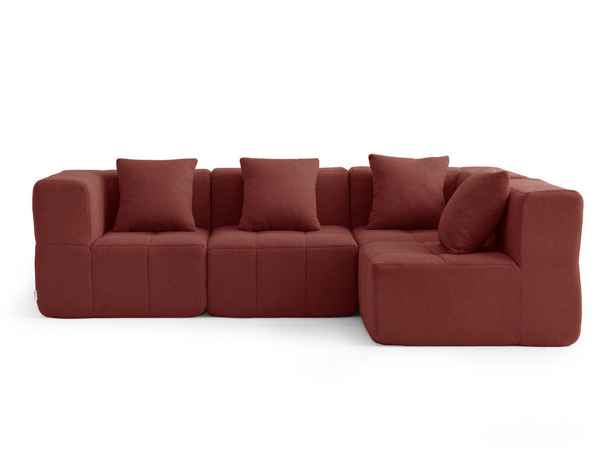 ECKSOFA Bouclé-Stoff Terrakotta-Rot - Terracotta, Textil (260/175cm) - MILYsofa