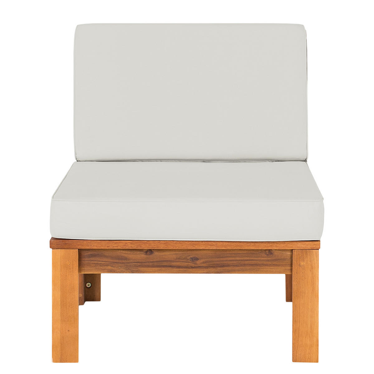 LOUNGESESSEL - Webstoff / Akazie massiv - Hellgrau, Holz/Textil (60/73/71cm) - home24