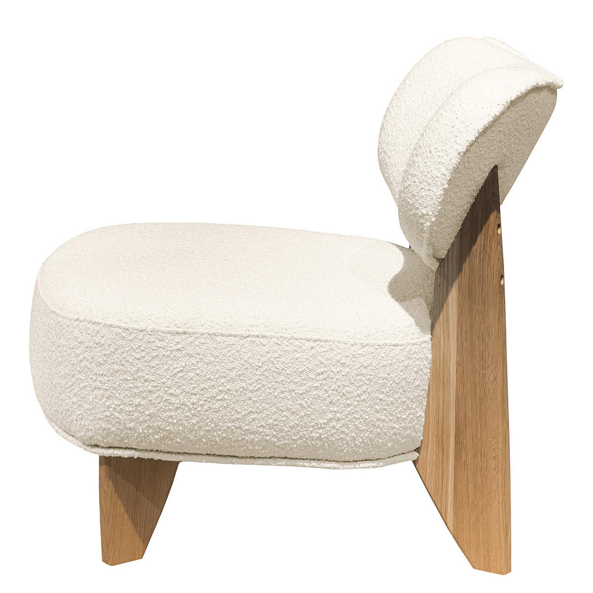 SESSEL - Bouclé - Eichefarben/Beige, Eichenholz/Holz (70/72/79cm) - home24