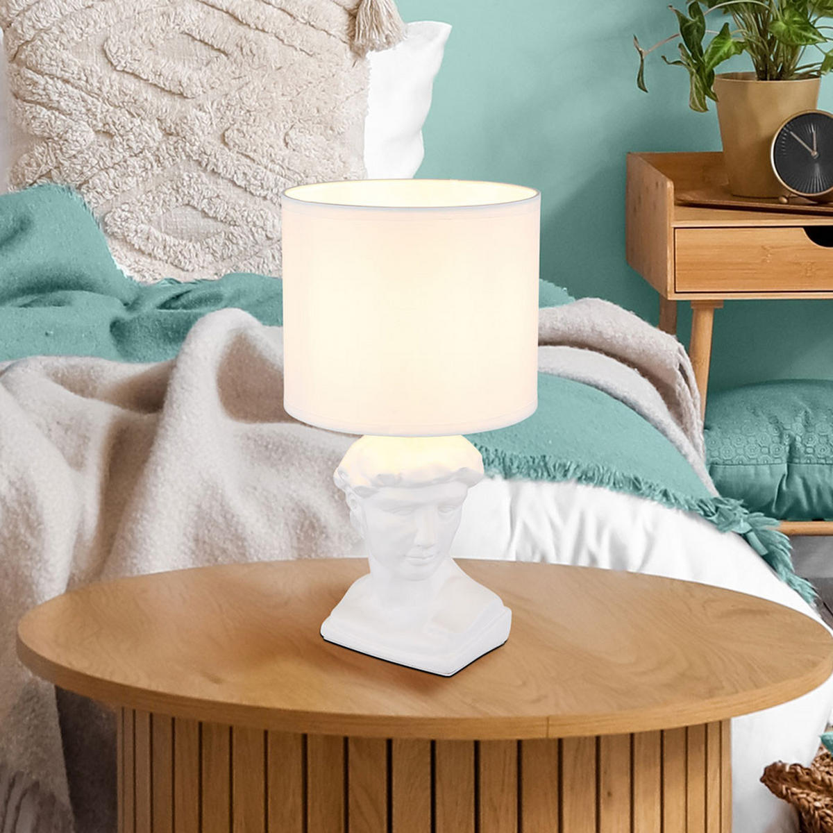 TISCHLEUCHTE HERMES Textil Weiß - Weiß, Textil (17.5/17.5/33cm) - Globo Lighting