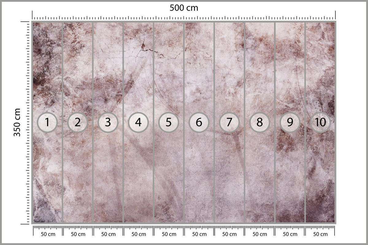 FOTOTAPETE Löwenzahnsamen Beton Retro Abstraktion 500x350 - Violett/Rosa, Papier (500/350cm) - Muralo