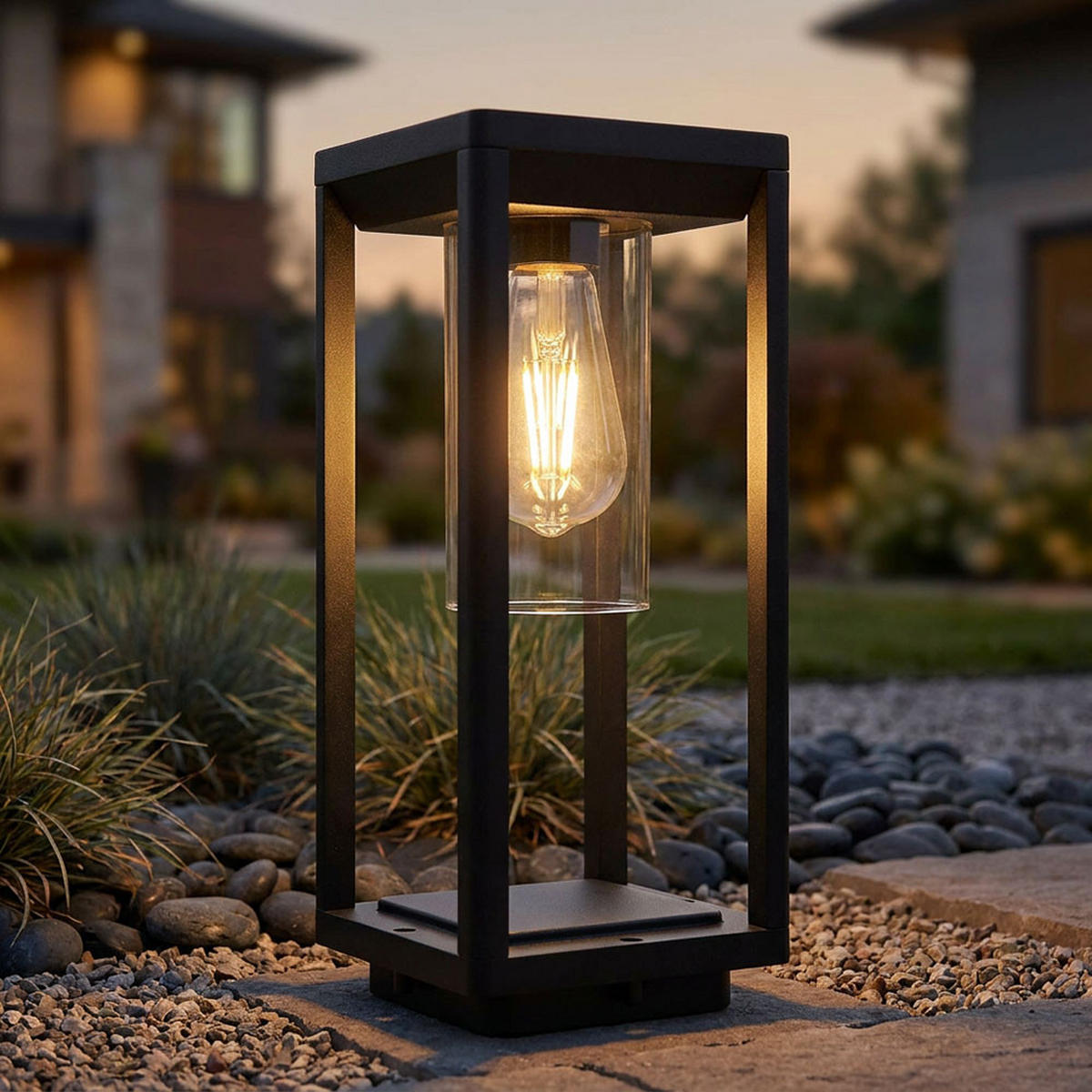WEGELEUCHTE CANDELA Alu Schwarz - Schwarz, Kunststoff (15/15/35cm) - Globo Lighting