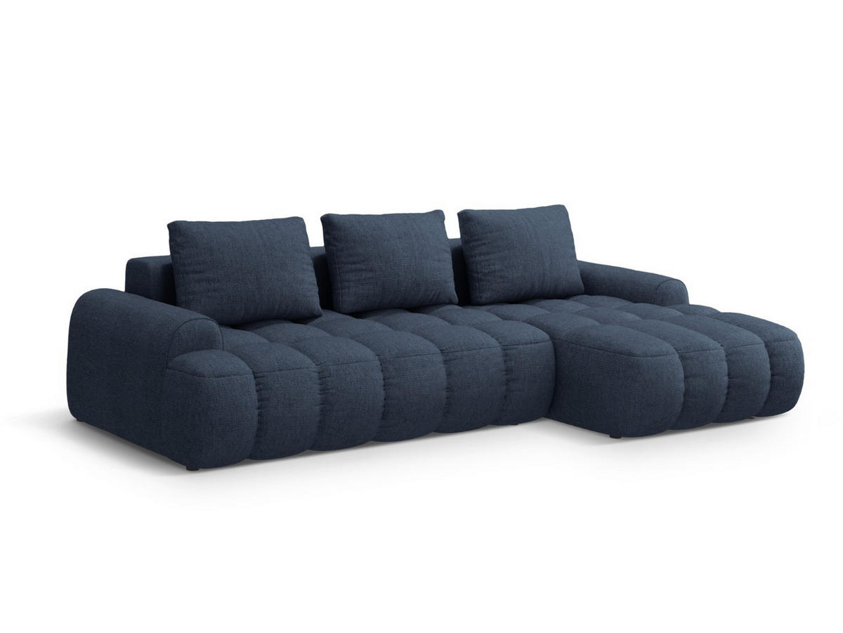 AUSKLAPPBARES-ECKSOFA rechts mit Container Linz aus strukturiertem Stoff dunkelblau 3 Sitzplätze - Dunkelblau, Textil (142/275cm) - Cosmopolitan Design