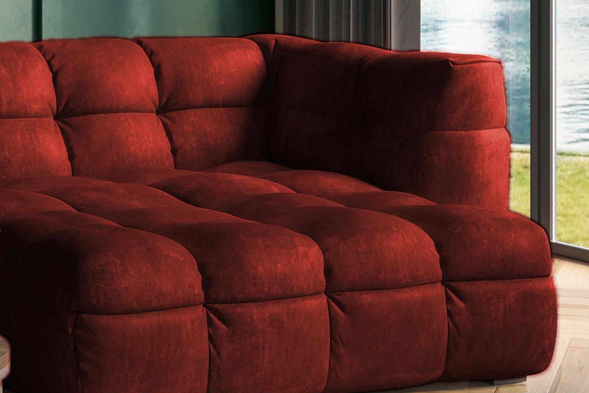 ECKSOFA RIO Bordeaux Velvet - Bordeaux/Schwarz, Textil (319/170cm) - KAWOLA