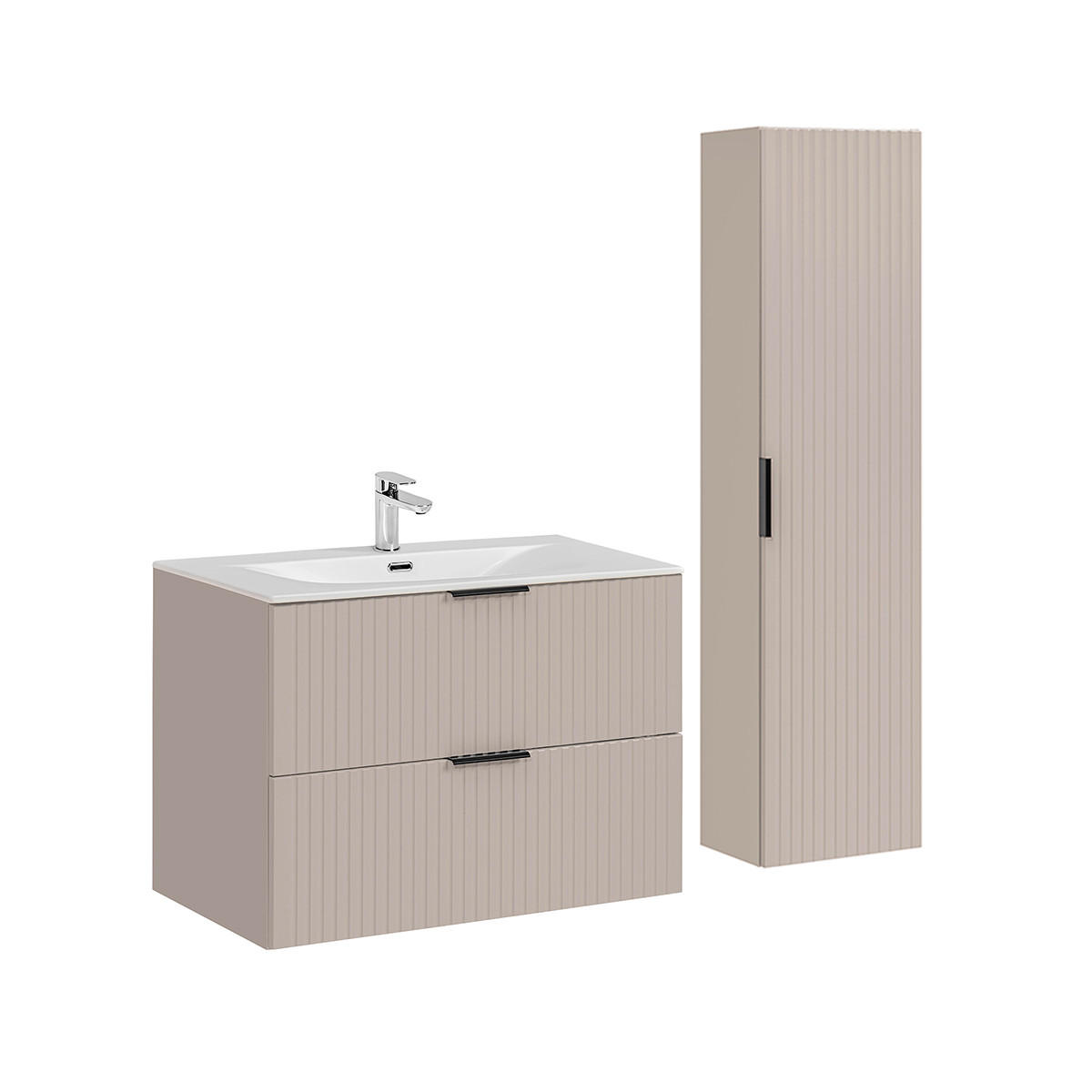BADMÖBEL 80.2cm Adriel 2er-Set Beige - Beige, Holzwerkstoff (80.2/57/46cm) - Petits-meubles