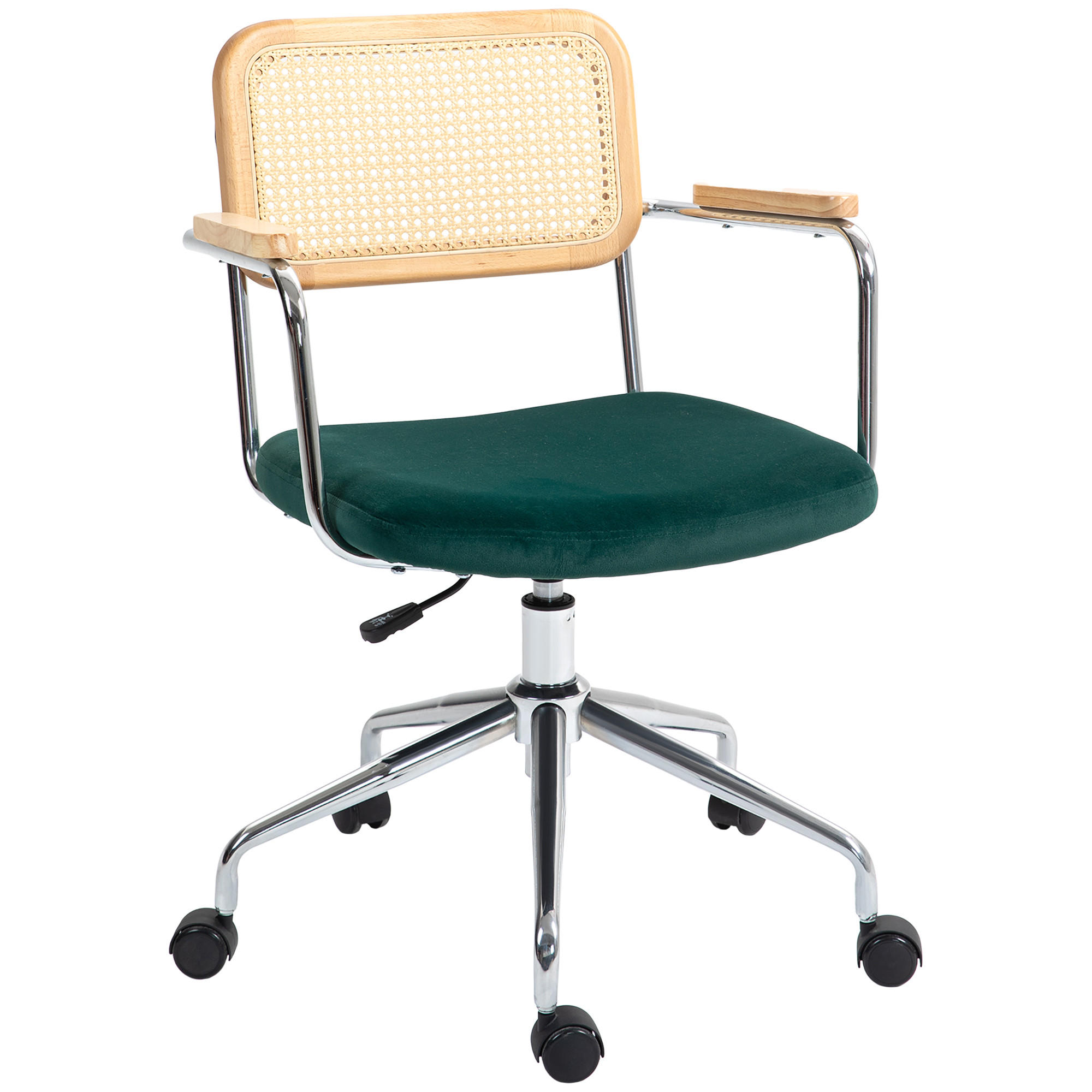 BÜROSTUHL, Boho-Design, Holzarmlehnen, drehbar, verstellbar, bis 120 kg, Stahl, Grün - Grün, Textil (58/94/65cm)