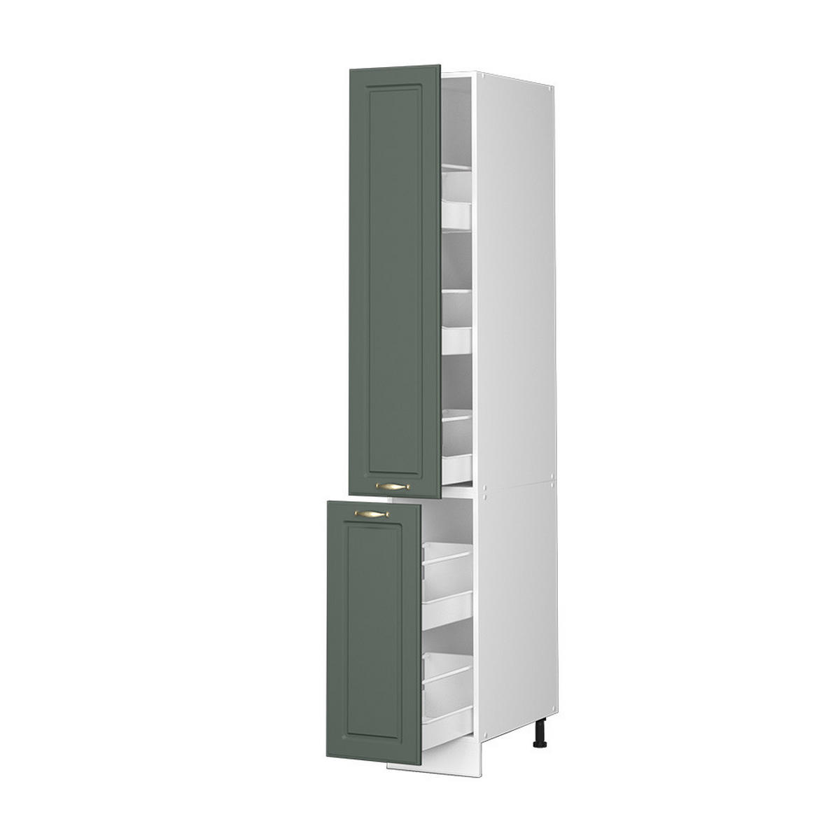 BADSCHRANK Fame-Line Grün-Gold Landhaus 30 x 206.8 cm - Weiß/Grün, Holzwerkstoff (30/206.8/58cm) - Vicco